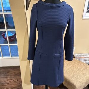 Boden Navy Blue Long Sleeve Stretch Ribbed Cowl Neck‎ Dress
